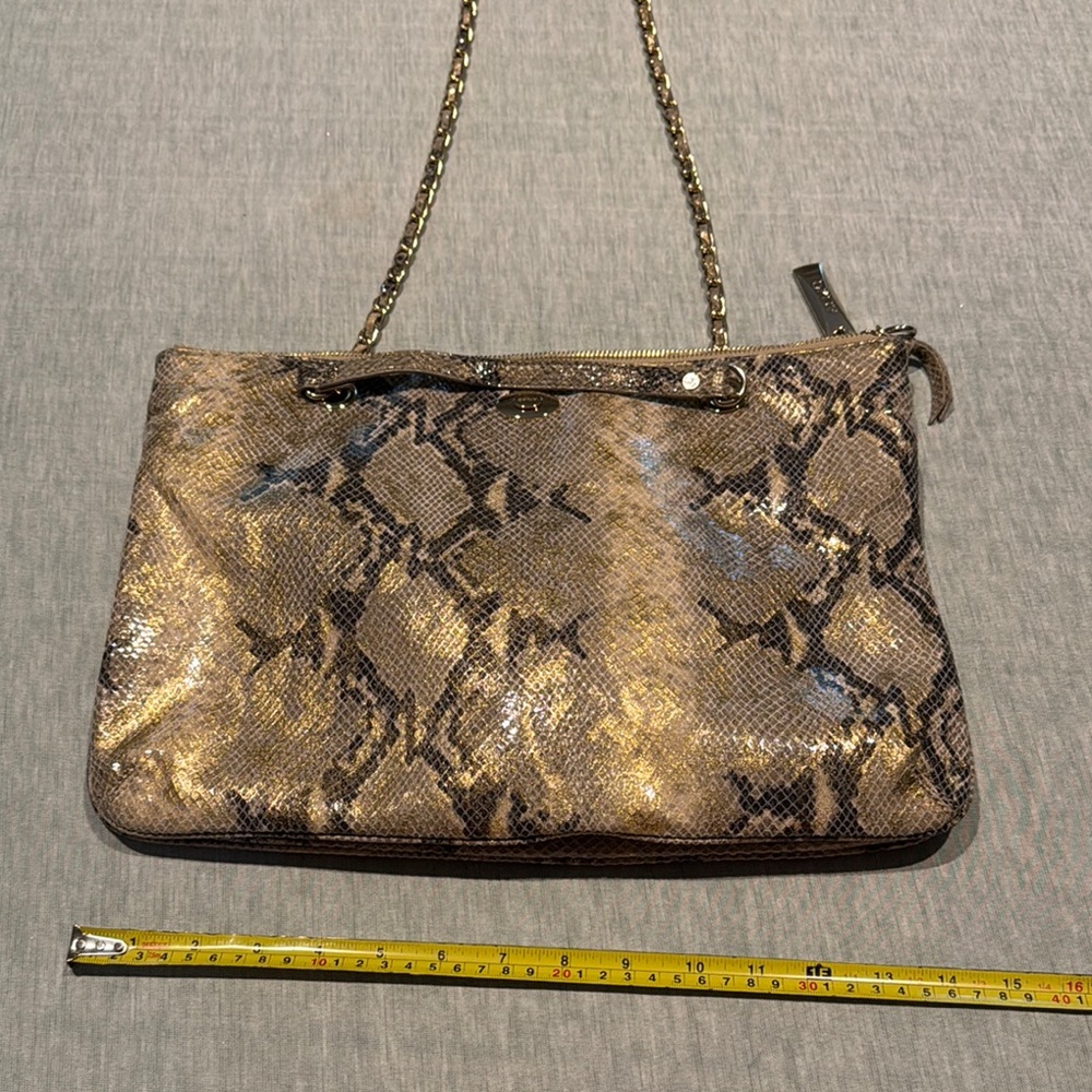 DKNY Elegant Gold and Black Genuine Leather Snakeskin Women’s Bag - Picture 12 of 16